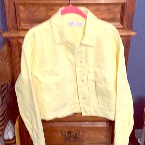 Zara Yellow Denim Jacket Size S